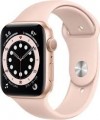 Apple - Geek Squad Certified Refurbished Watch Series 6 (GPS) 44mm Aluminum Case with Pink Sand Sport Band - Gold - (2020)
