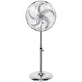 NETTA 16 Inch Metal Pedestal Floor Fan, Chrome Standing Fan With 5 Blades, Oscillating Function, 3 Speed Settings, Adjustable Height, Silent Operation, 50W UK