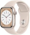 Apple - Geek Squad Certified Refurbished Watch Series 8 (GPS) 41mm Aluminum Case with Starlight Sport Band - M/L - Starlight - (2022)