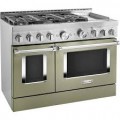 KitchenAid - 6.3 Cu. Ft. Freestanding Double Oven Gas True Convection Range with Self-Cleaning - Avocado Cream