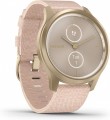 Garmin - vívomove Style Hybrid Smartwatch 30mm Aluminum - Light Gold With Blush Pink Woven Nylon Band