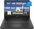 HP 2024 14 HD LED Display Laptop, Intel Celeron N4120(4-core), 16GB RAM, 256GB(128GB SSD+128GB Card), SD Card Slot, USB-C, Black, Light-Weight, Windows 11, School and Business Ready, RK Date Cable
