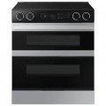 Samsung - Bespoke 6.3 Cu. Ft. Slide-In Electric Convection Range with Flex Duo Convertible Double Oven Technology - Stainless Steel