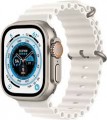Apple - Geek Squad Certified Refurbished Watch Ultra (GPS + Cellular) 49mm Titanium Case with White Ocean Band - Silver - (2022)