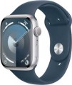 Apple GS Cert Refurb Watch Series 9 (GPS) 45mm Silver Aluminum Case with Storm Blue Sport Band with Blood Oxygen - M/L - Silver - (2023)