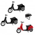 Razor - Retro Scooters, 1 Red & 2 Black + 1 Helmet - Red & Black