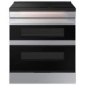 Samsung - Bespoke 6.3 Cu. Ft. Slide-In Electric Induction Convection Range with Flex Duo Convertible Double Oven Technology - Stainless Steel