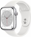 Apple Watch Series 8 GPS 45mm Silver Aluminum Case with White Sport Band - M/L - White