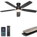 Ohniyou 52 Inch Low Profile Ceiling Fan with Light, Remote/APP Control, Dimmable Light, Quiet Modern Flush Mount Ceiling Fan for Bedroom Living Room, Black UK