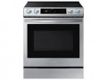 Samsung - 6.3 cu. ft. Front Control Slide-In Electric Range with Wi-Fi, Fingerprint Resistant - Stainless Steel