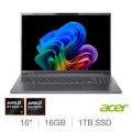 Acer Aspire 16 AI Copilot+PC, AMD Ryzen AI 7, 16GB RAM, 1TB SSD, 16 Inch OLED Laptop, NX.JP0EK.005 UK