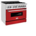 ZLINE - Professional 4 Cu. Ft. Freestanding Dual Fuel Convection Range - Matte Red